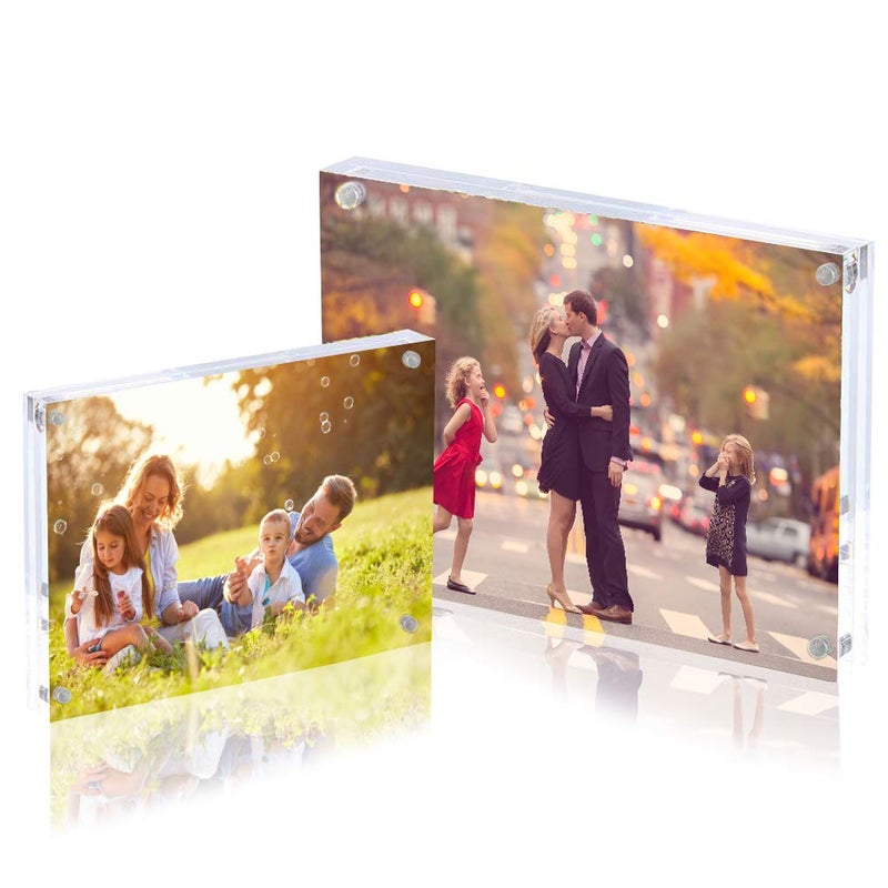JUOIFIP إطار صور أكريليك JUOIFIP 3 عبوة 8x10، إطار صور مغناطيسي مزدوج الجوانب شفاف 10 مم للعرض على المكتب مع حامل - قماش ميكروفايبر ناعم مجاني - Image 5